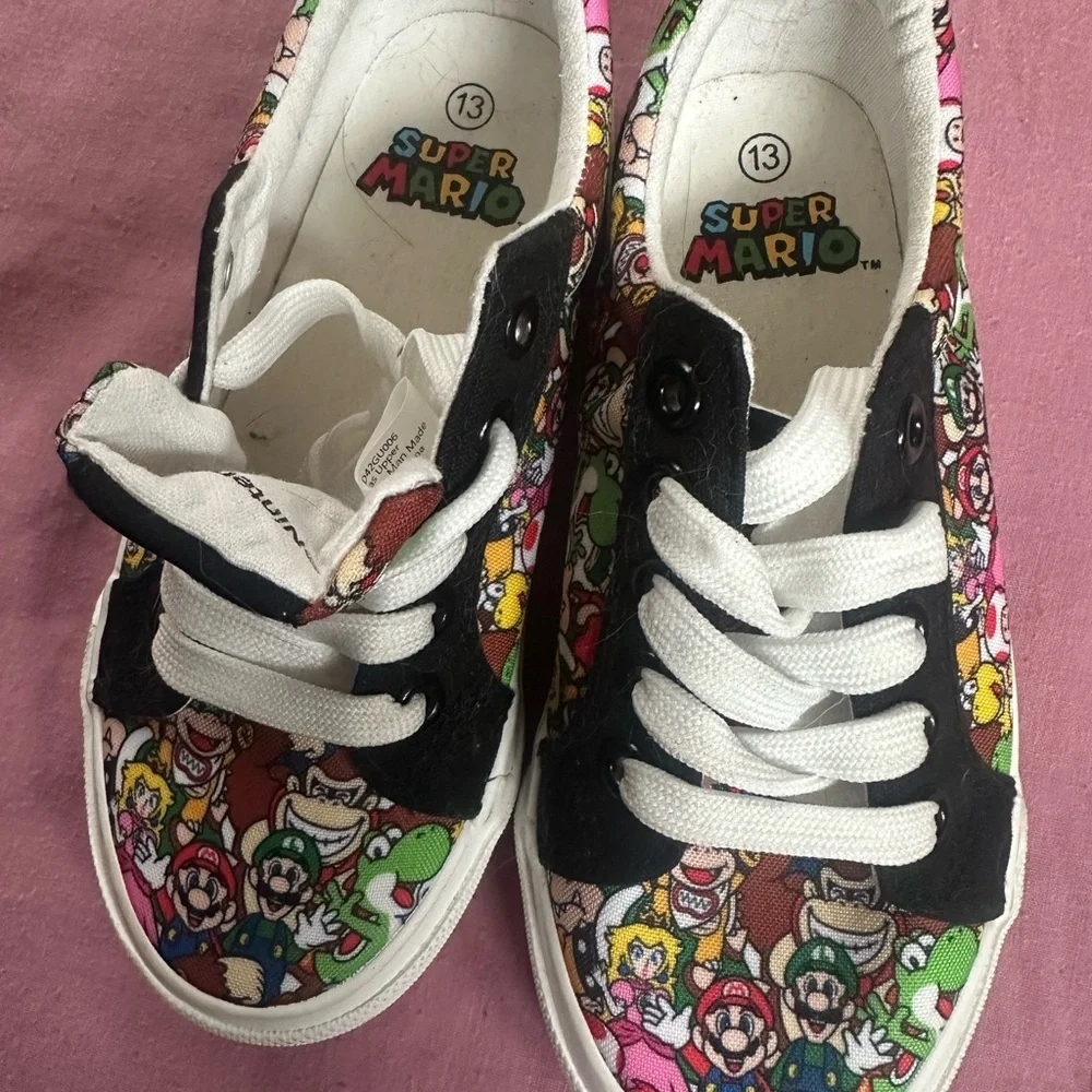 Nintendo Super Mario Kids Sneakers - Black, White, and Multicolor